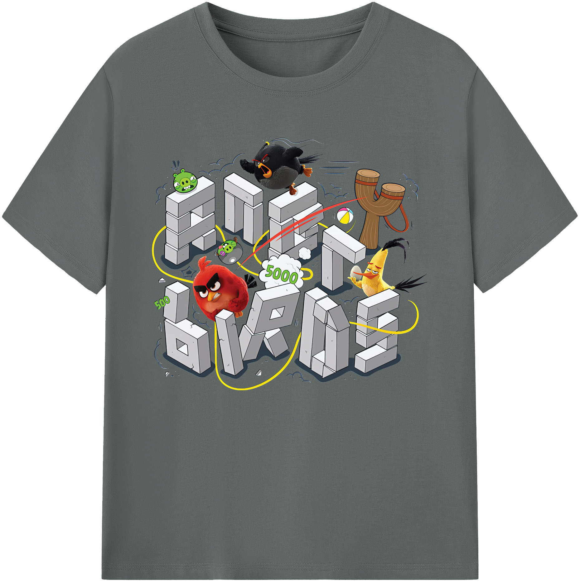 （画像用） Angry Birds アングリーバード 綿100％ メンズ半袖Tシャツ｜肌触りやわらか＆通気性